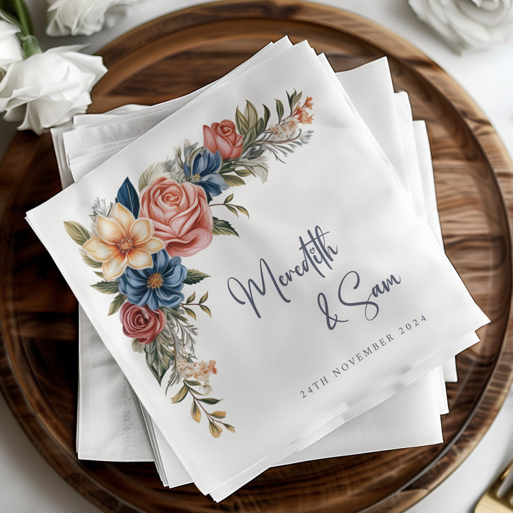 Wedding and engagement napkins featuring elegant serviettes perfect for adding a special touch to your nuptial celebration