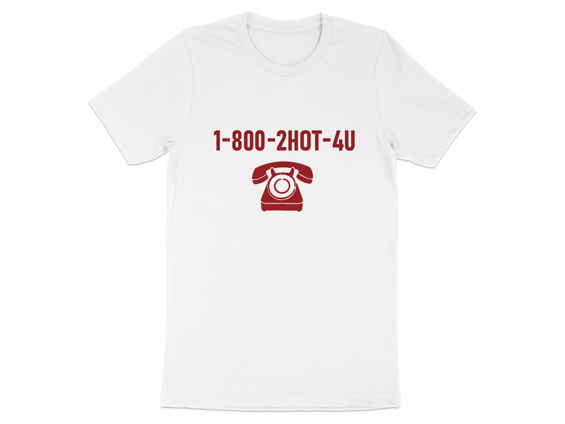 Flat lay of 1800 Hotline women's white t-shirt, showcasing its soft cotton fabric, crew neck, and short sleeve design.