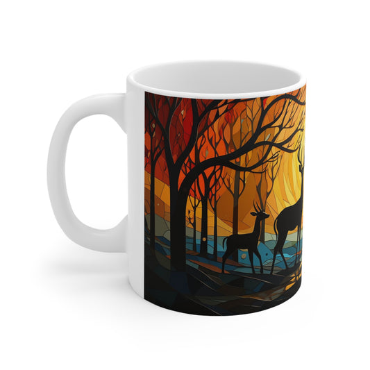 Ceramic mug featuring African wildlife design, 11oz capacity, perfect for nature lovers and adventurers
