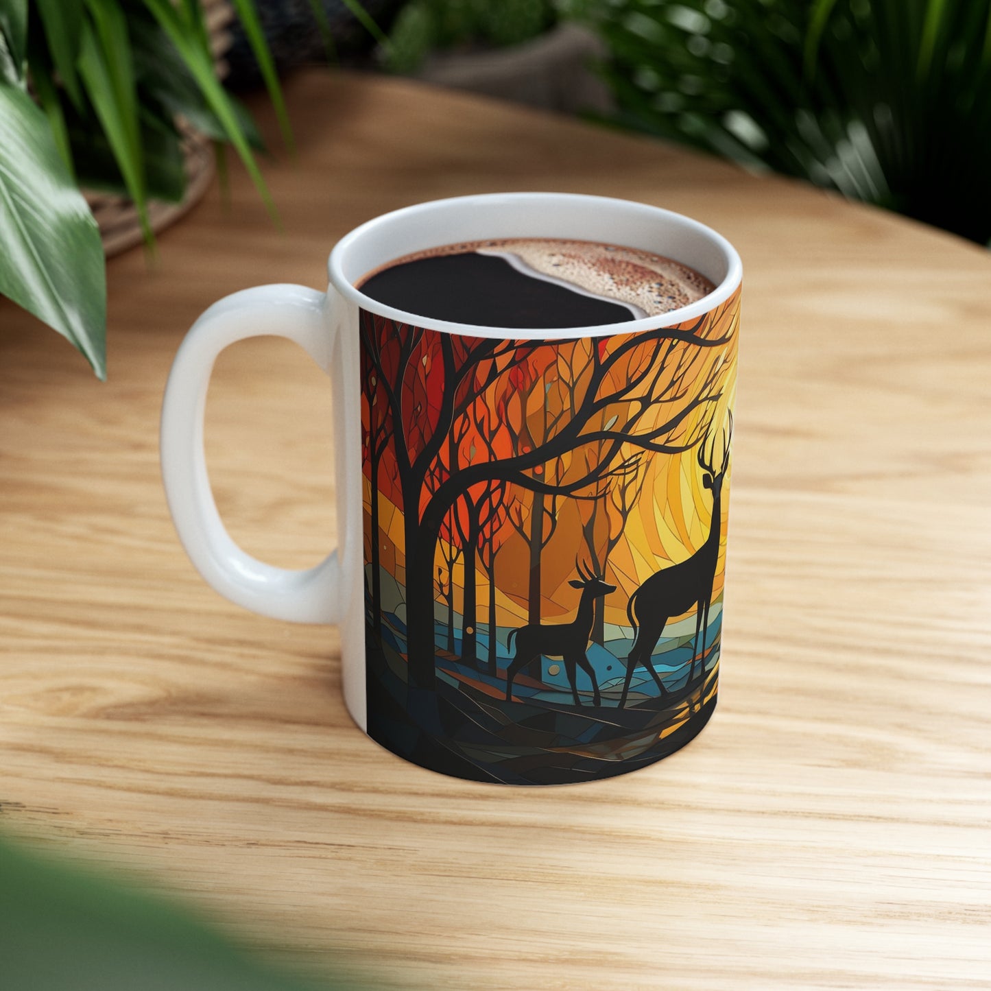 African animal art on 11oz mug, rounded corners, BPA-free, and eco-friendly ceramic material