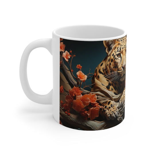 Ceramic 11oz coffee mug with African animal designs, perfect for sipping your favourite hot drinks & beverages