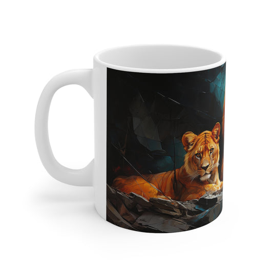 Nature-themed 11oz ceramic mug, African wildlife design, ideal for safari lovers and outdoor enthusiasts