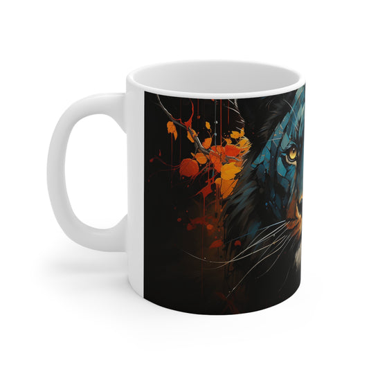 11oz ceramic mug with African wildlife illustration, BPA-free, perfect for nature lovers and adventurers