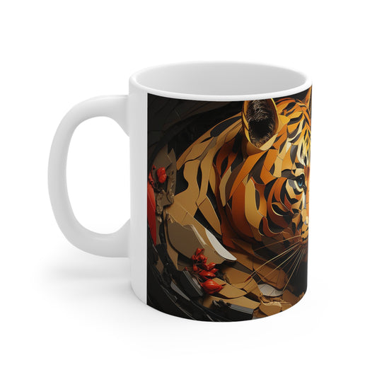 Ceramic 11oz mug with African wildlife design, BPA-free, and eco-conscious for nature lovers