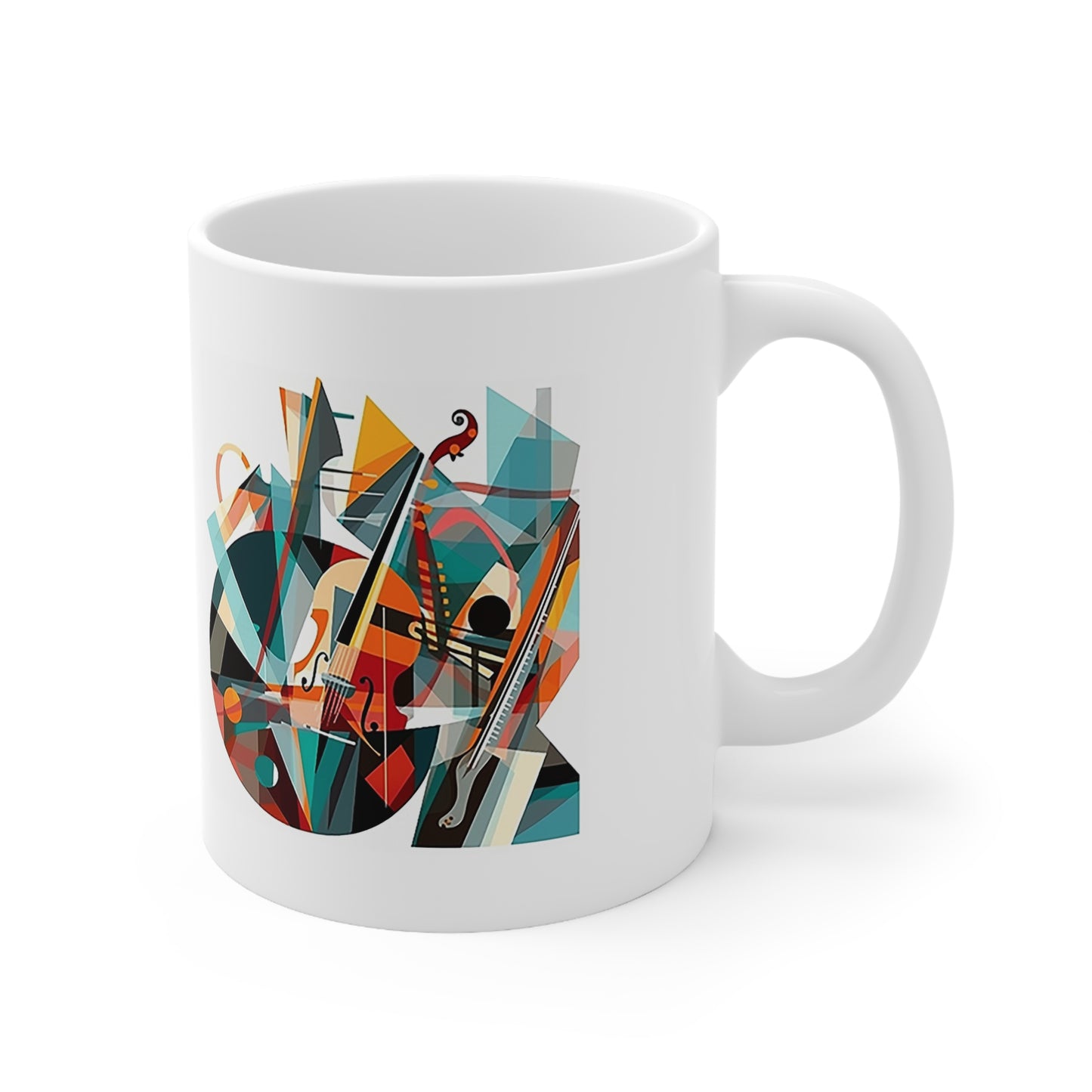 11oz ceramic mug with contemporary music pattern, ideal for studio sessions or morning routines