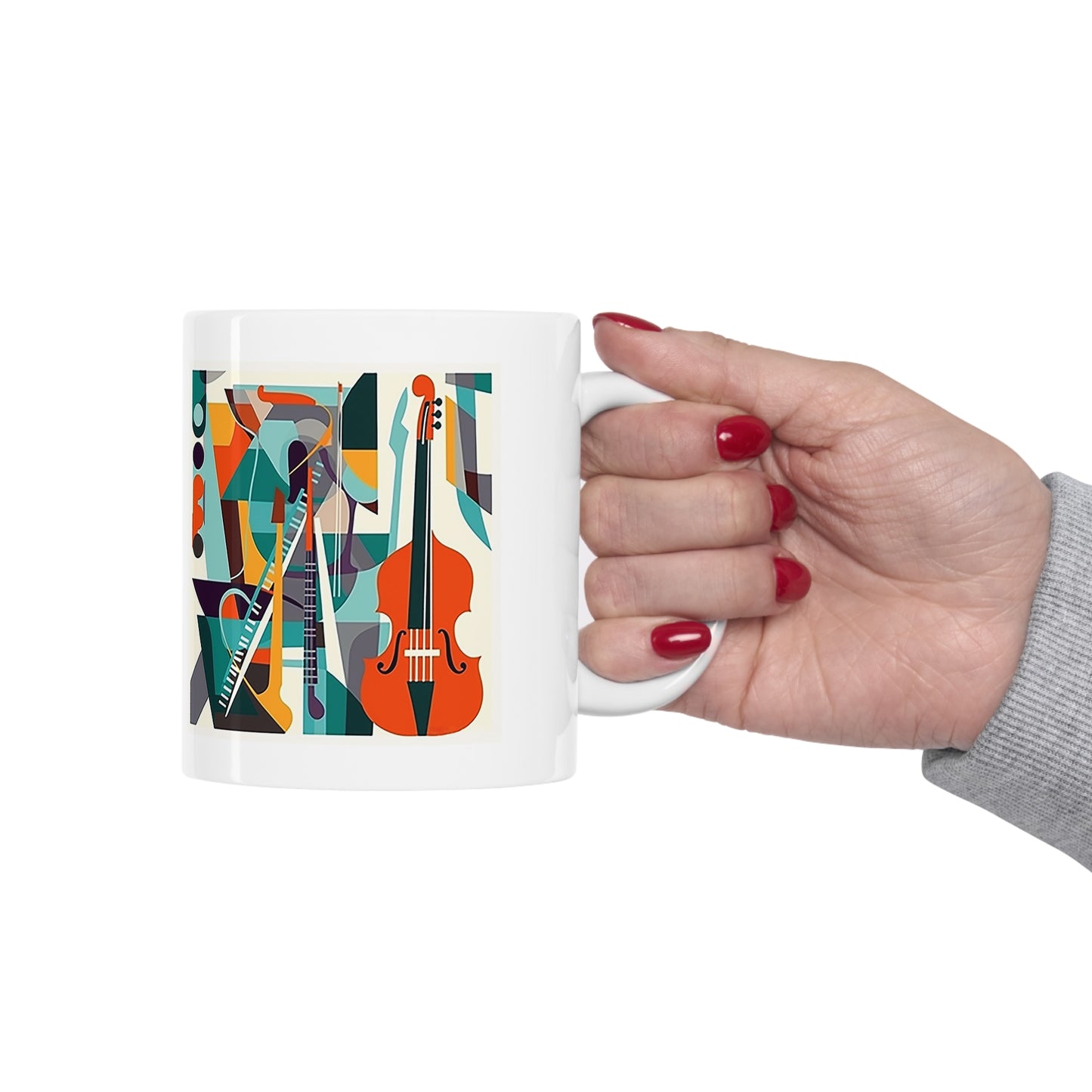 Gift-ready music mug with contemporary style, 11oz capacity, BPA-free, and a comfortable handle for daily use