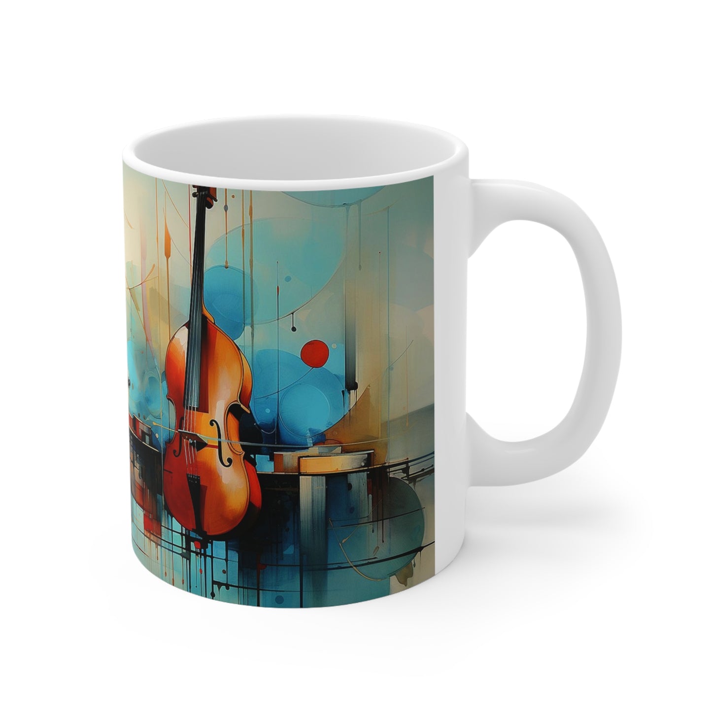 Close-up of the comfortable C-handle on the 11oz ceramic mug, designed for an easy and enjoyable coffee experience