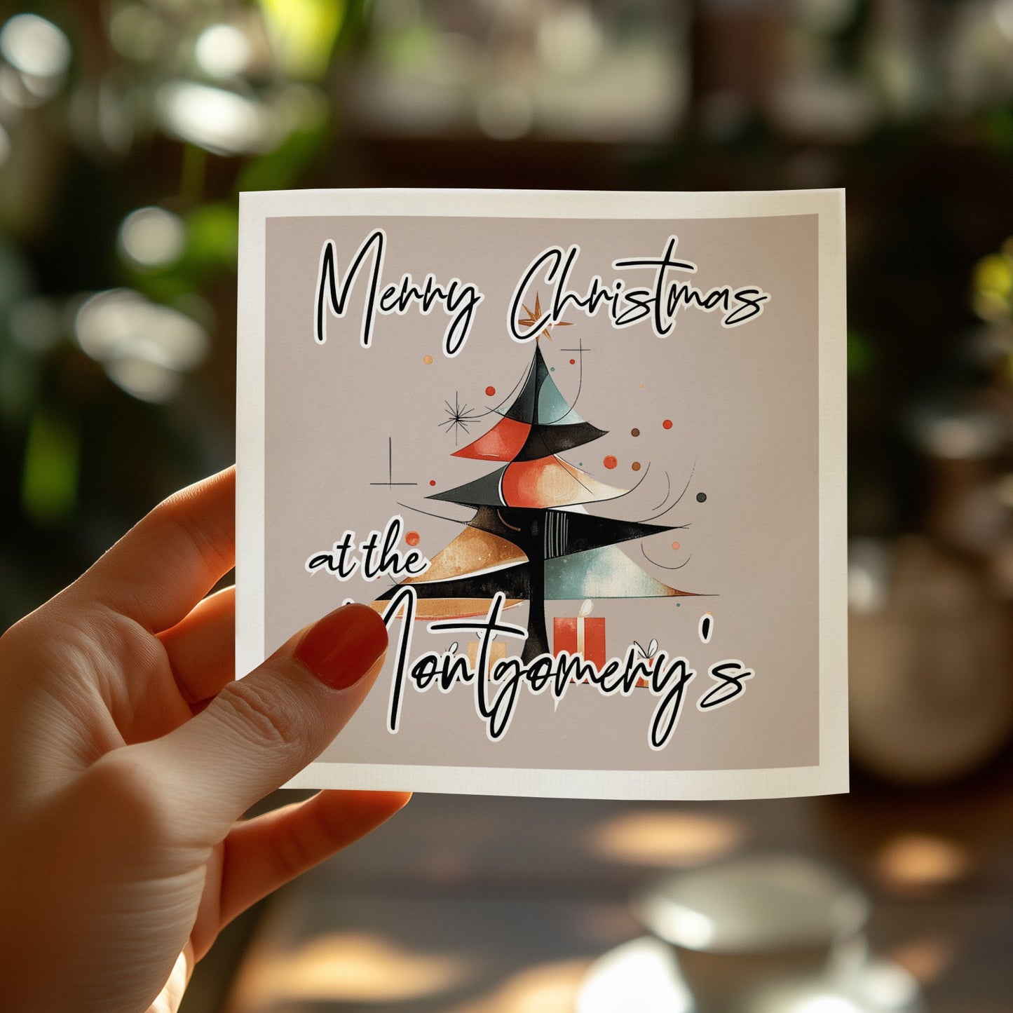 Abstract Custom Christmas Napkins, lightweight, absorbent cocktail serviettes for holiday gatherings