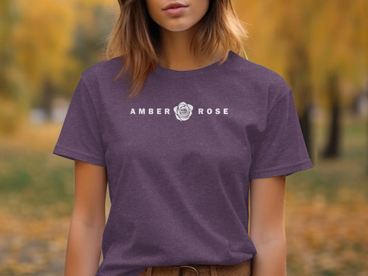 Amber Rose T-Shirt in purple, soft cotton crew neck tee with short sleeves and relaxed fit