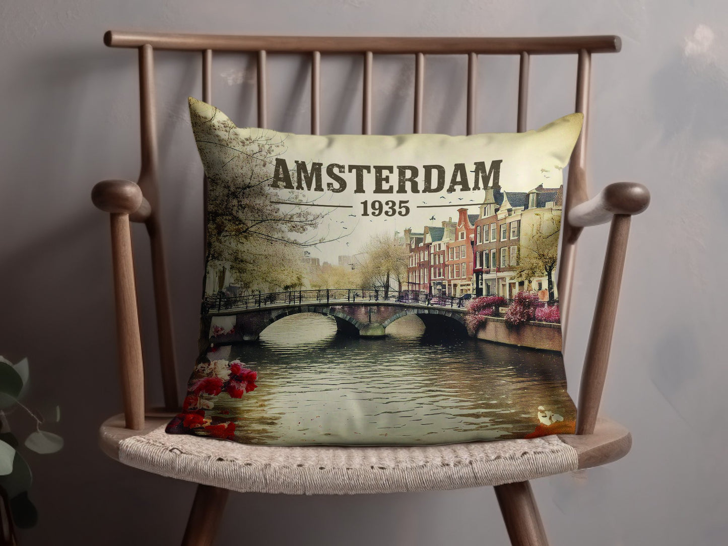 Enjoy comfort and style with the Amsterdam 1935 throw pillow, complete with insert and hidden zipper for a sleek look.