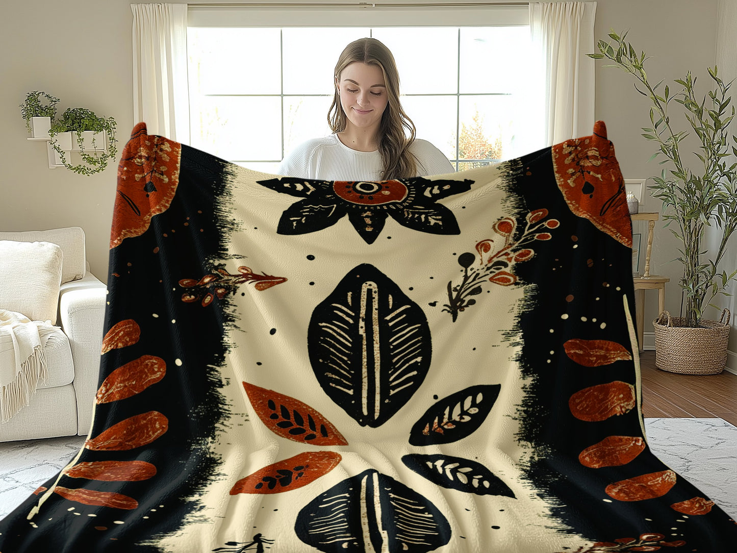 60x80 inch Ancient Roots Arctic Fleece Blanket, cozy, affordable, and large with a bold, earthy design in plush fleece.