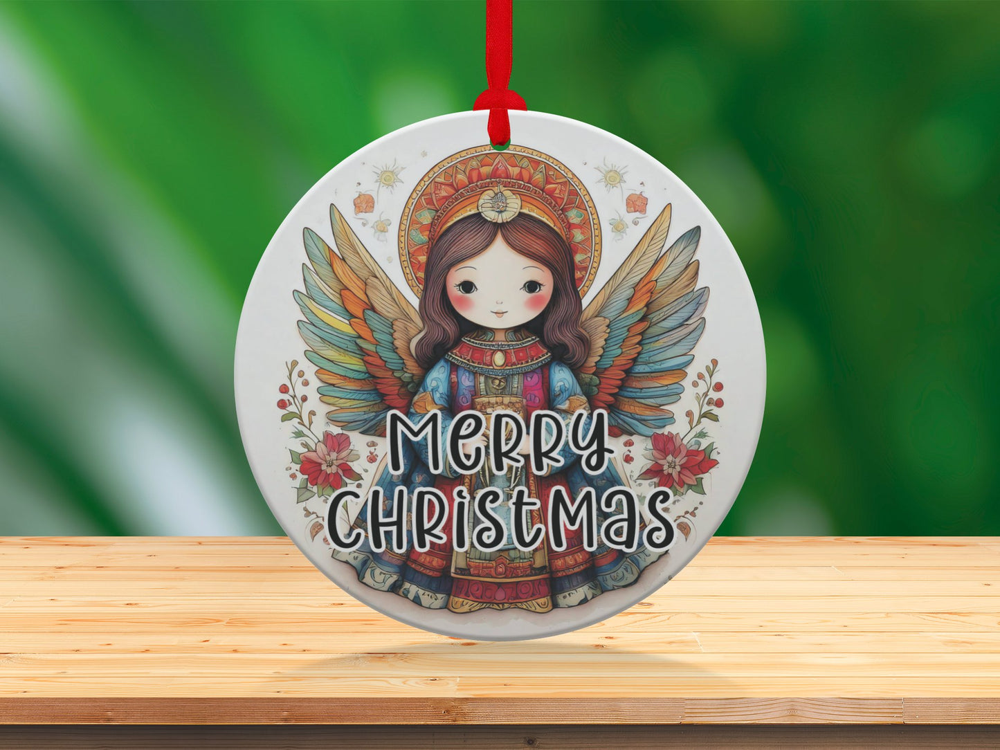 Durable aluminium ornament with angel print, a charming addition to holiday decorations