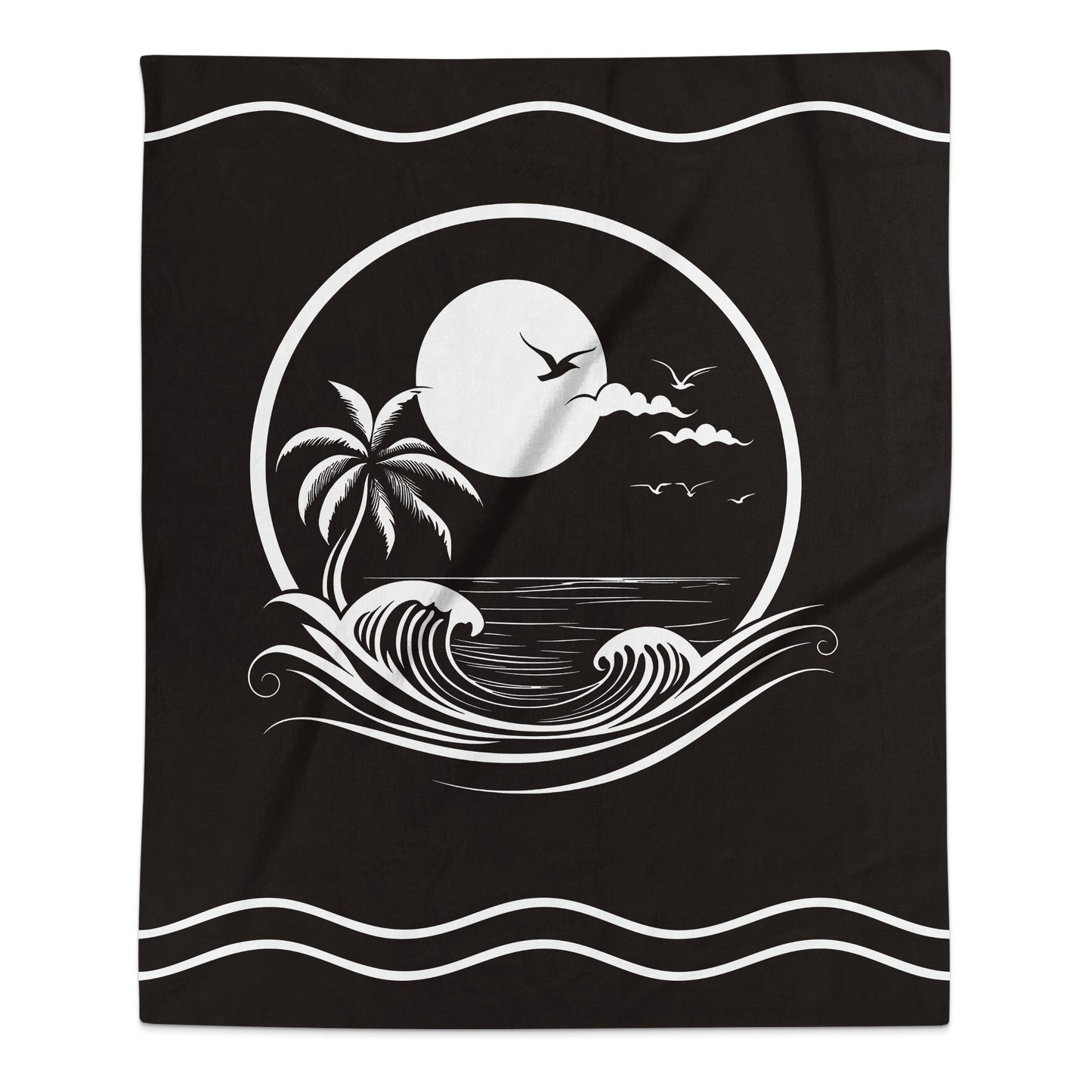 Beachside Paradise Arctic fleece blanket featuring a tranquil coastal scene design ideal for home decor.