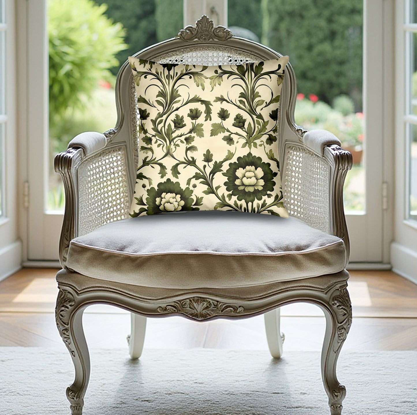Crafted from durable poly-poplin fabric, the Botanical Harmony throw pillow offers a refreshing touch to your home décor.