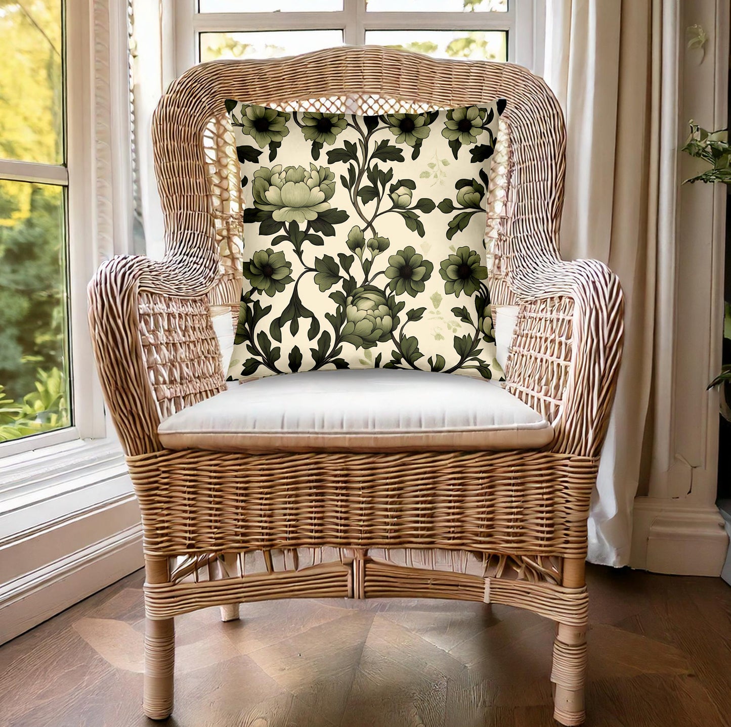This Botanical Harmony throw pillow offers a lush, nature-inspired look, ideal for adding warmth to any room.