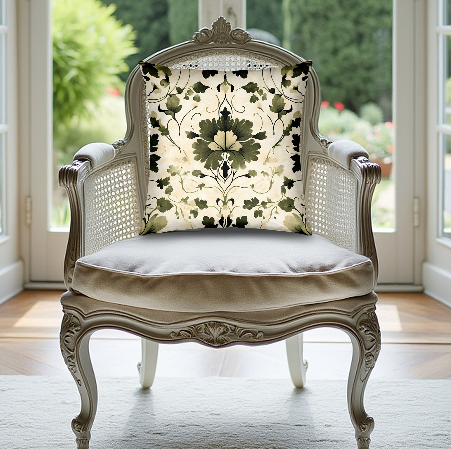 Create a tranquil ambience with the Botanical Harmony pillow, designed to bring floral elegance & comfort to your furniture.