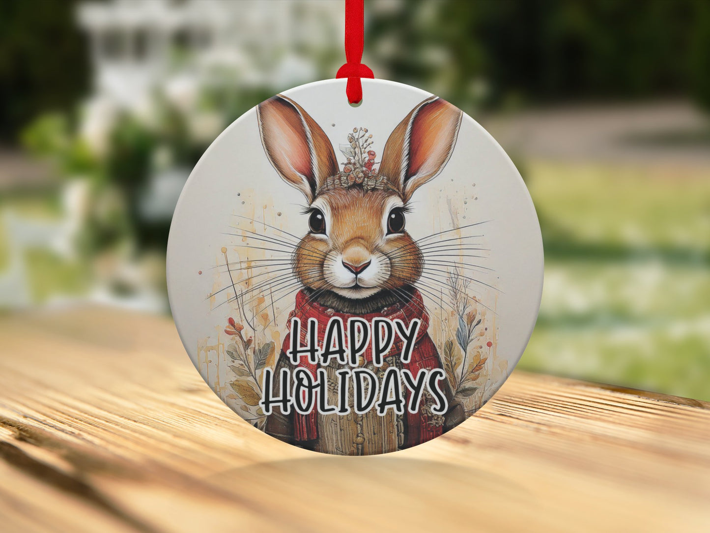 Lightweight aluminium ornament with cheerful bunny print, a sweet seasonal gift idea