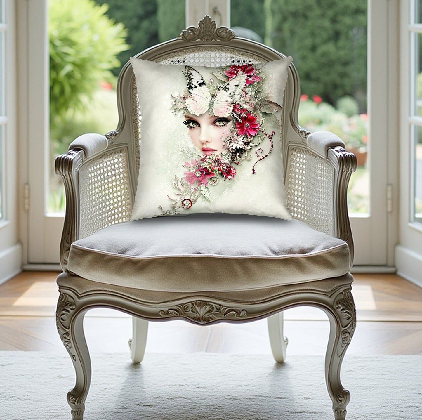 Refresh your space with the lively Butterfly Dream cushion, ideal for sofas, chairs, or beds needing a splash of colour.