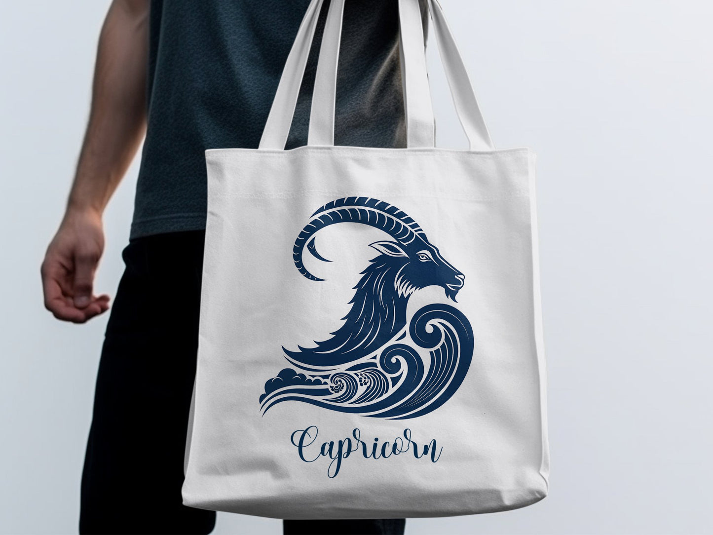 Astrology Capricorn tote bag made from soft cotton, ideal for everyday use.