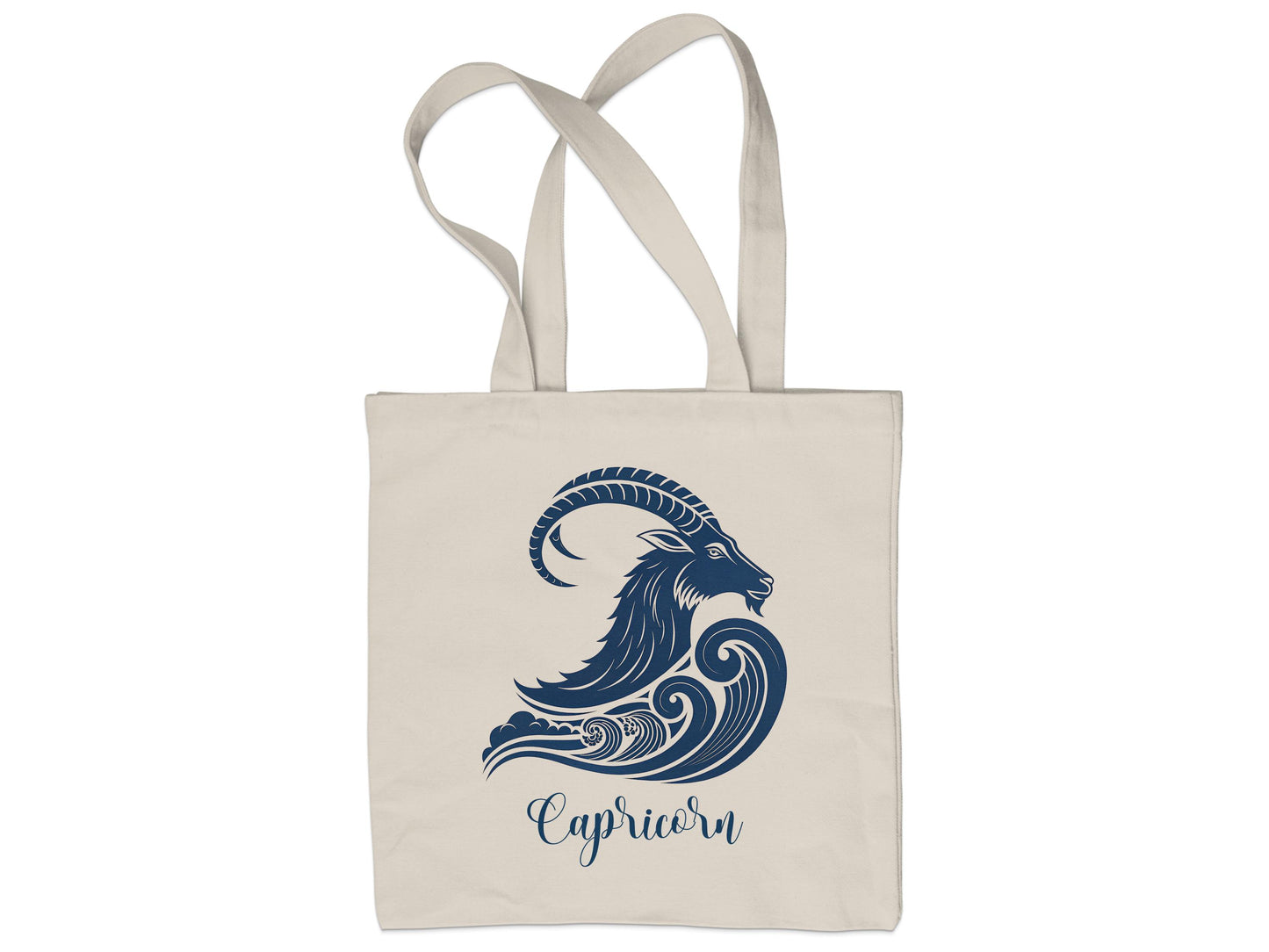 Capricorn zodiac tote in a plain scene, built for daily wear and visual astrology balance.