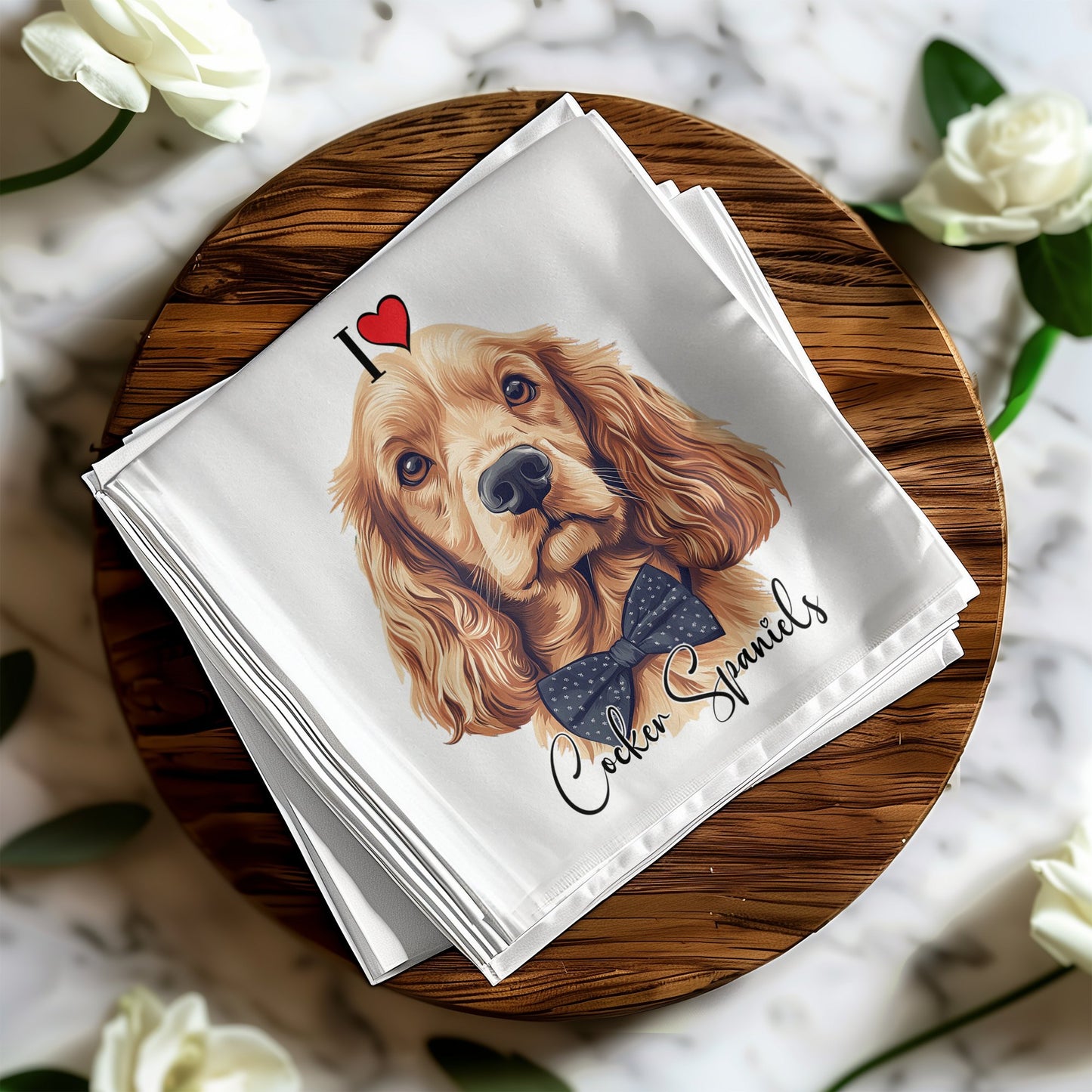 Adorable Cocker Spaniel cocktail napkins, ideal for drinks, snacks, and adding charm to your gatherings.