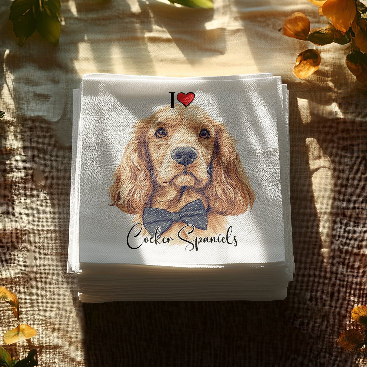Celebrate your love for Cocker Spaniels with these custom napkins, available in various quantities for events.