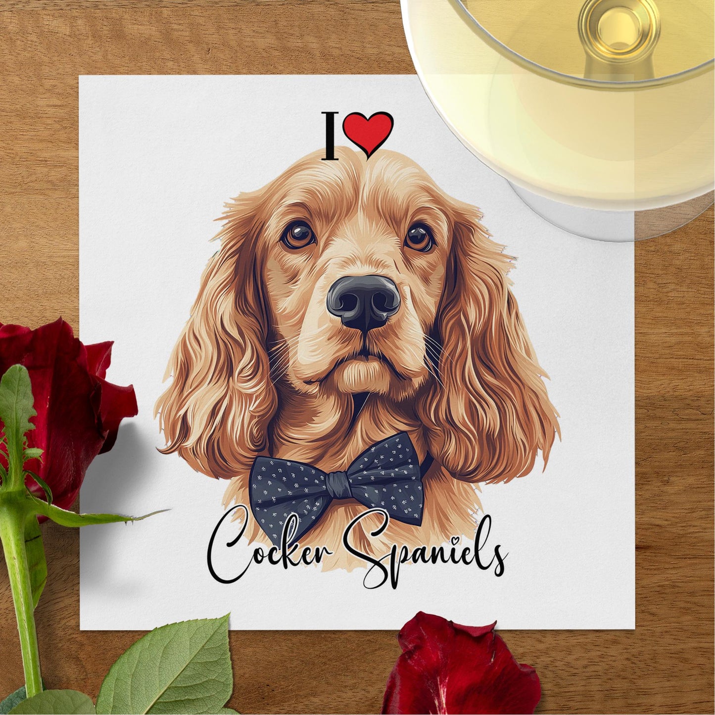 Cocker Spaniel cocktail napkins, premium 3-ply material for beverages and small bites at your next gathering.