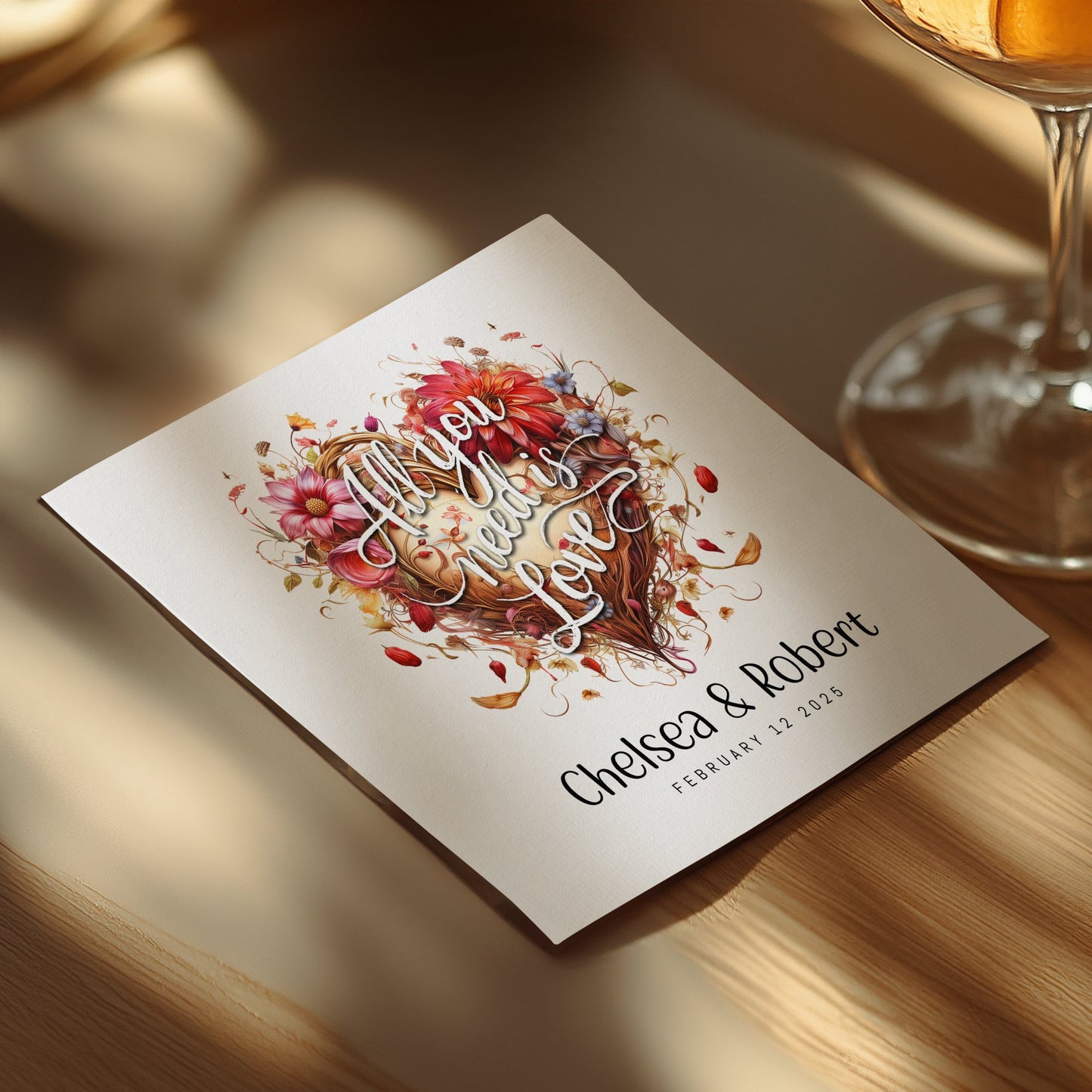 Custom Heart Wedding Napkins Image 3
