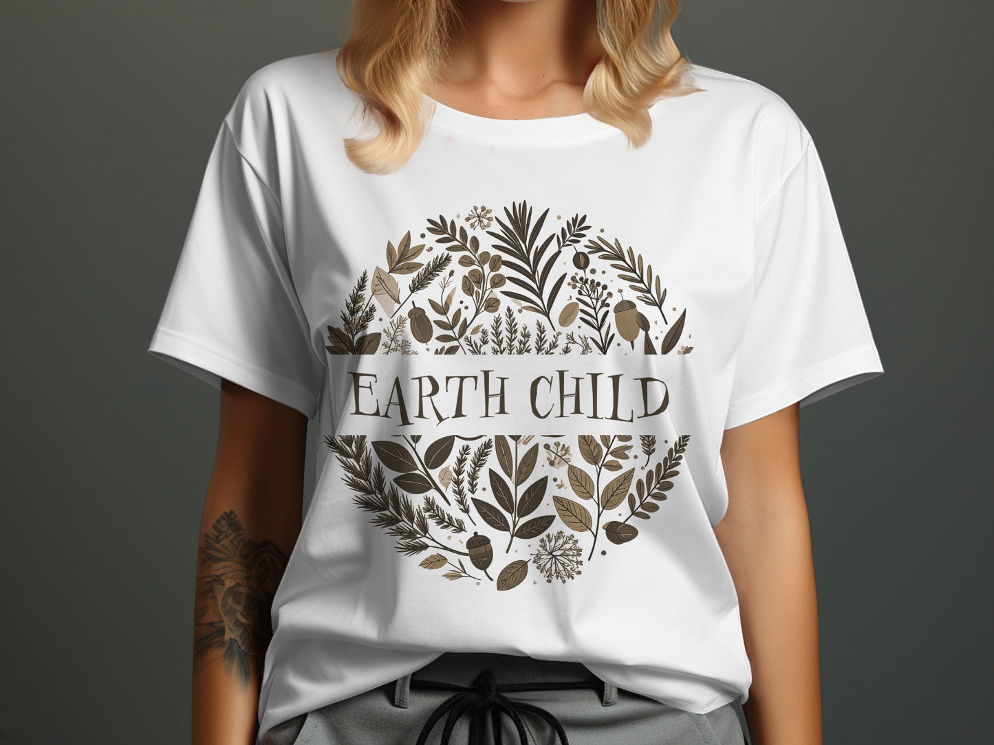 Earth Child T-Shirt featuring nature-inspired graphic, relaxed fit, and soft breathable cotton, ideal for everyday eco style.
