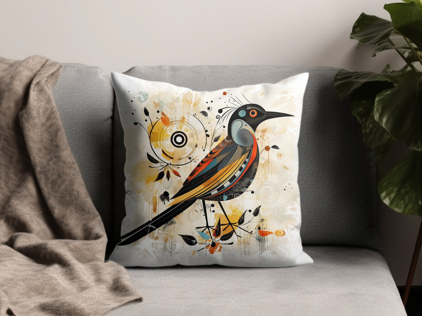 Refresh your seating with this Exotic Bird cushion featuring bright avian art and a hidden zipper.