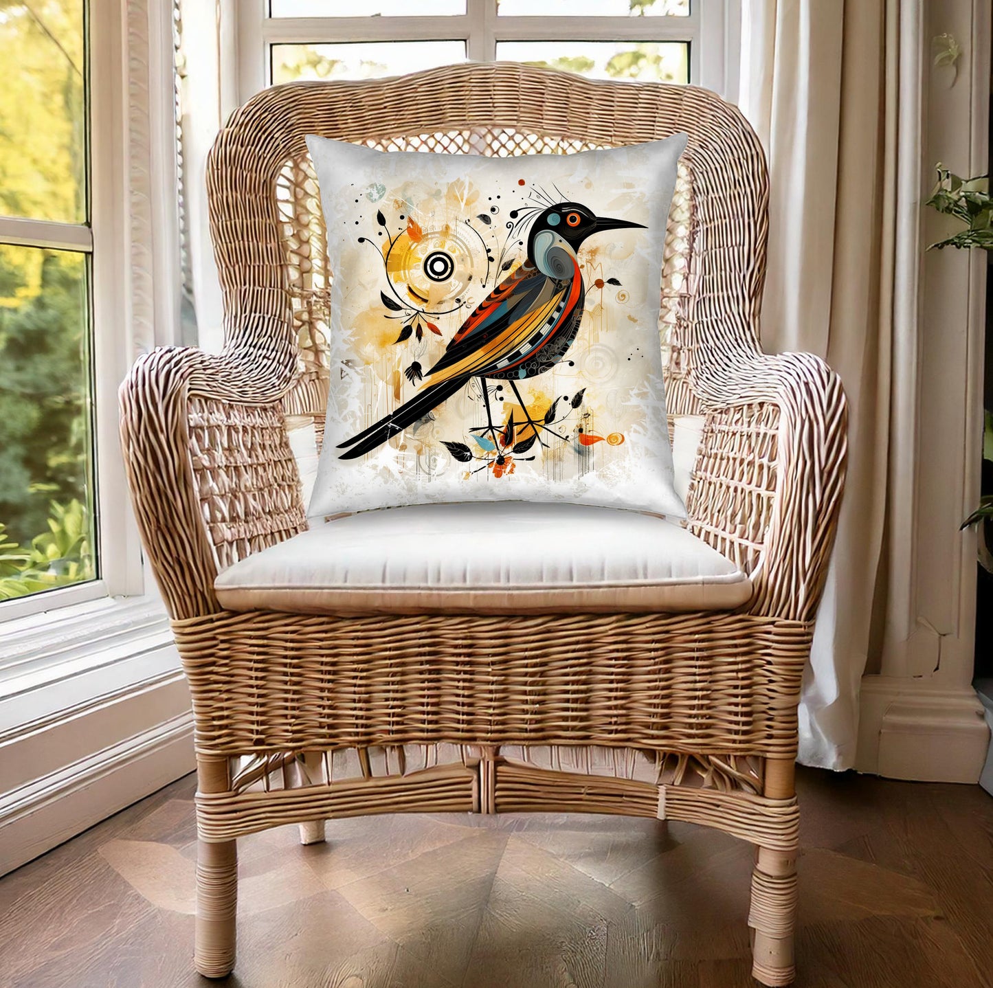 Elevate your lounge decor with the colourful Exotic Bird Edition 3 pillow, perfect for living rooms.