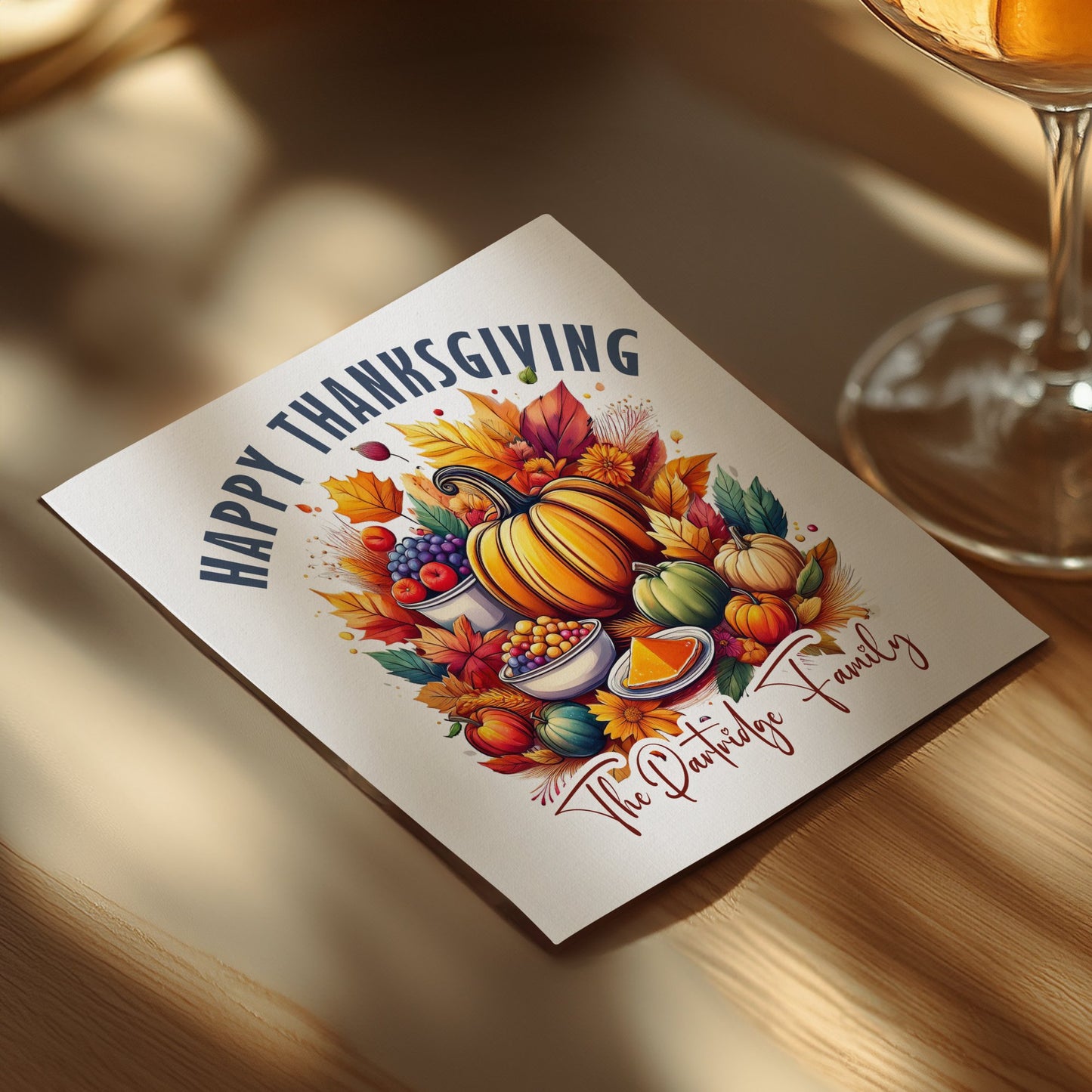 Celebrate Thanksgiving with custom napkins, available in various quantities for your gathering.
