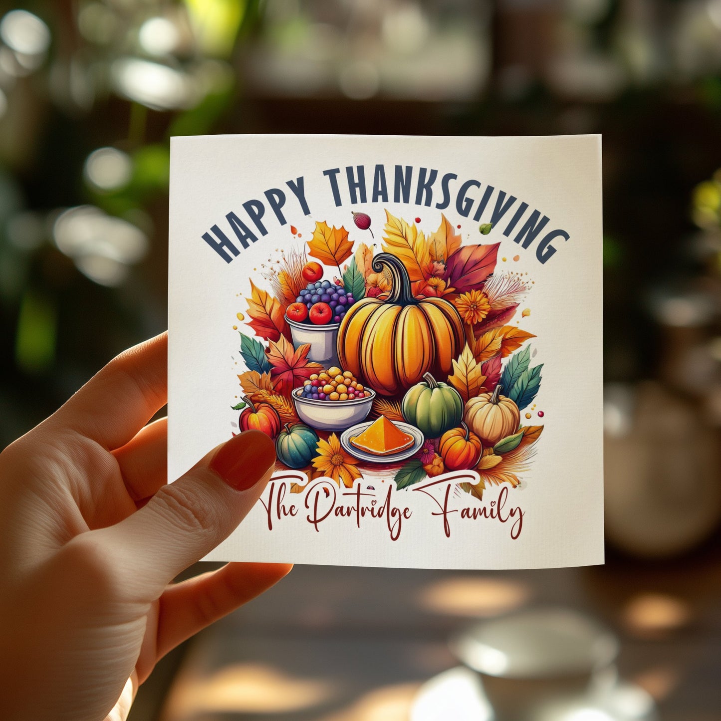 Custom Thanksgiving serviettes, 3-ply tissue, designed to complement your Fall Harvest dinner.