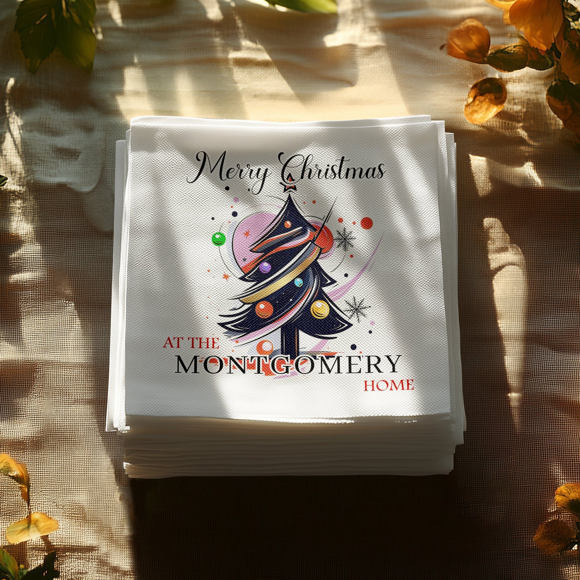 Festive Christmas napkins, available in various quantities for your holiday gatherings.