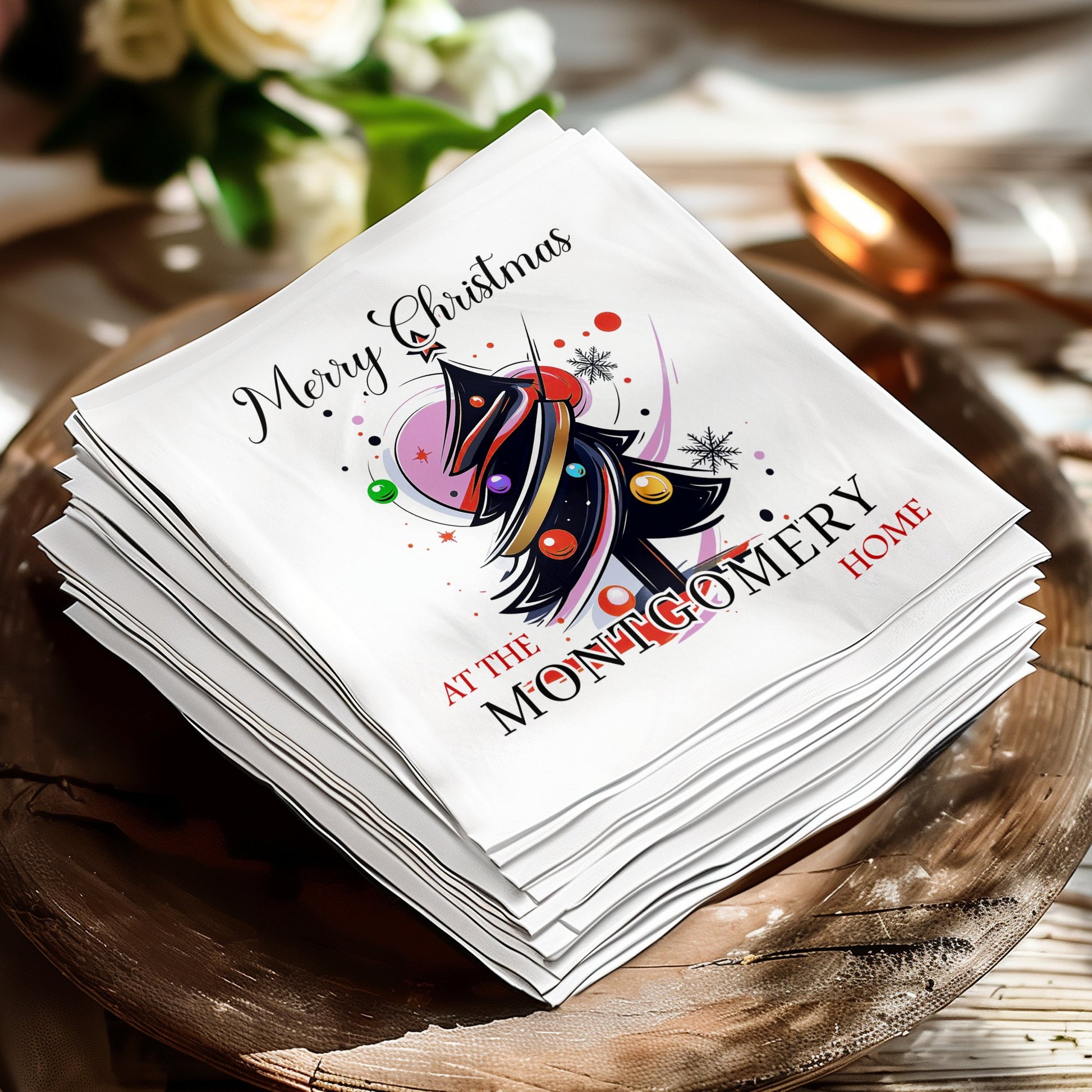 Add festive cheer to your Christmas feast with custom 3-ply tissue napkins.