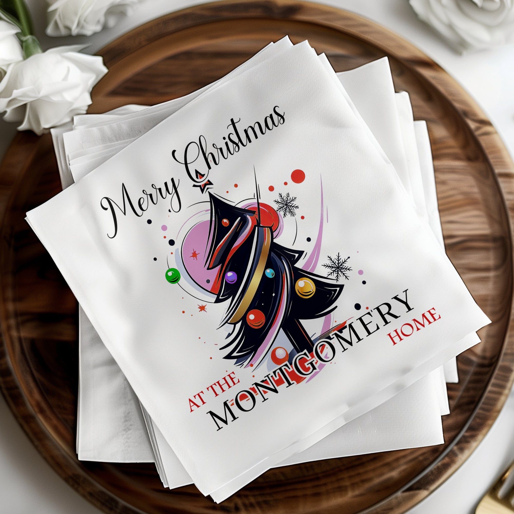 Single-sided festive Christmas napkins, a delightful addition to your holiday celebrations.