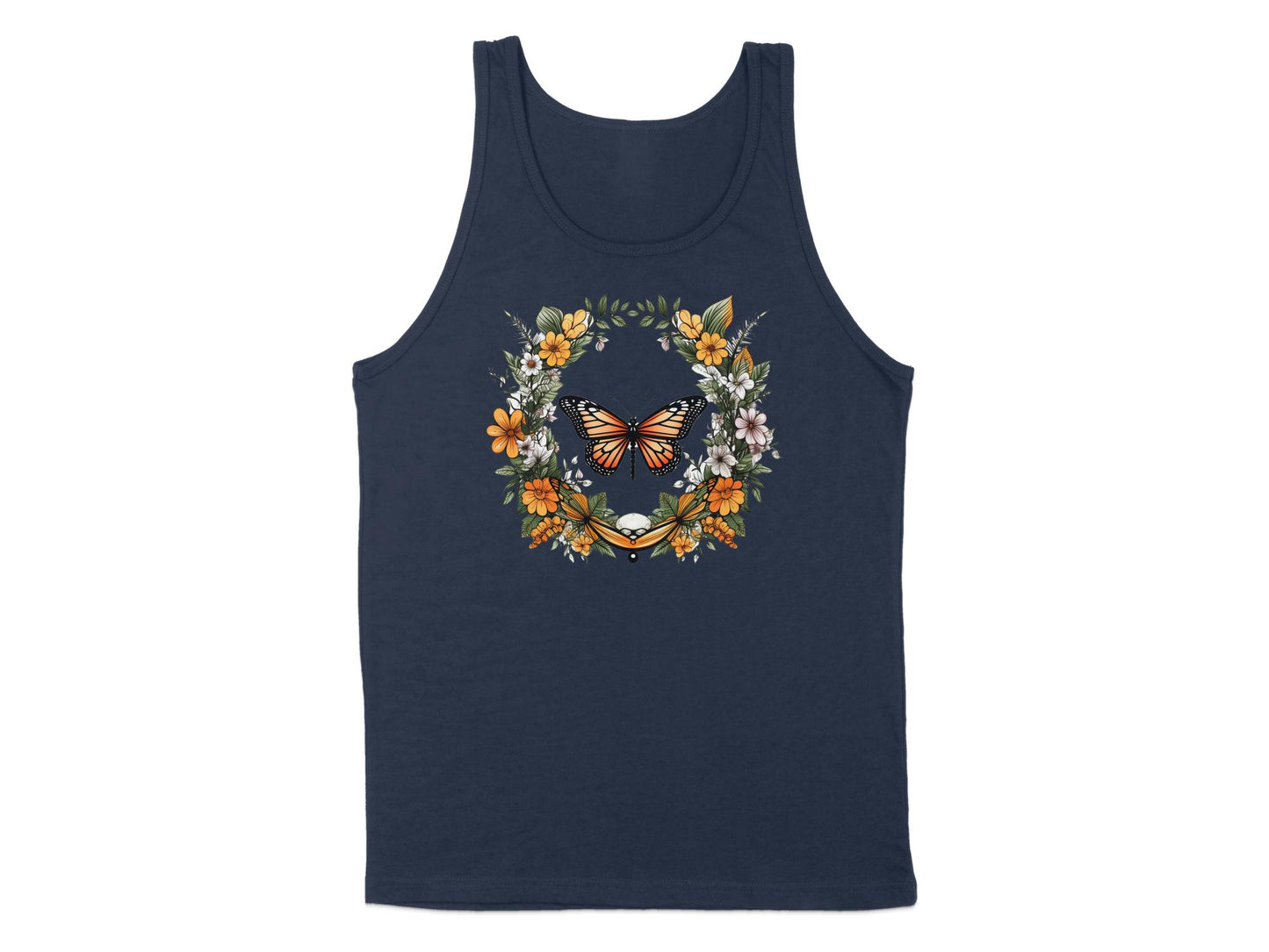 Floral Butterfly Tank Top Navy