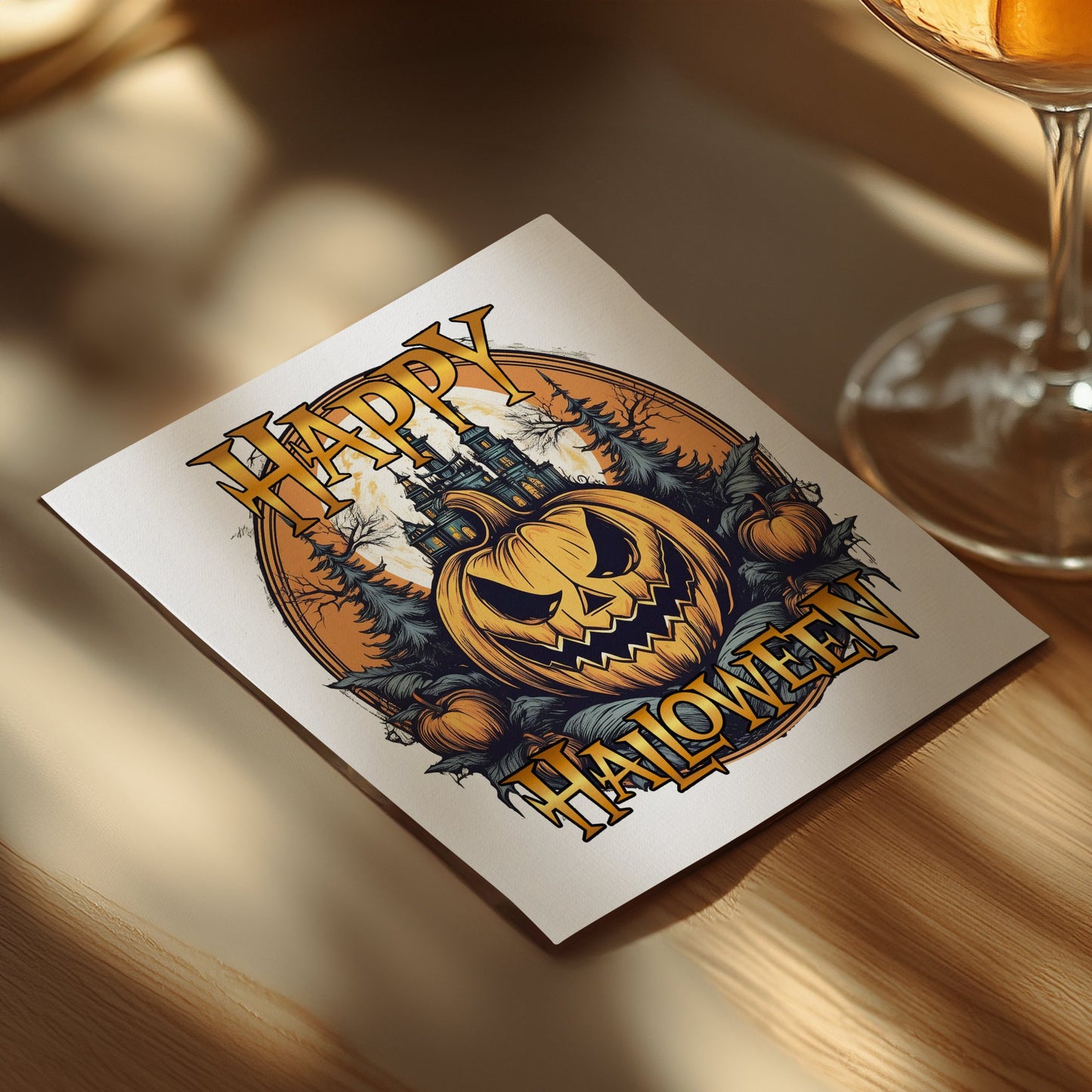 Spooky Halloween pumpkin napkins, perfect for serving cocktails, beverages, and appetizers at your Halloween party.