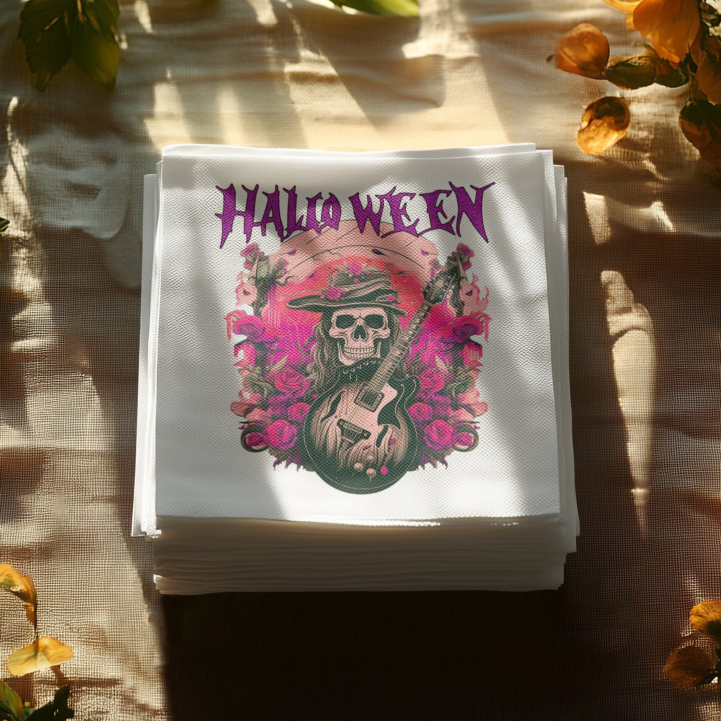 Add some rock n roll flair to your Halloween celebration with these unique napkins, perfect for parties.