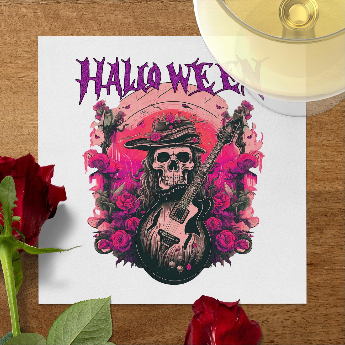 Bold rock n roll Halloween napkins, designed for the ultimate Halloween music and party lovers.