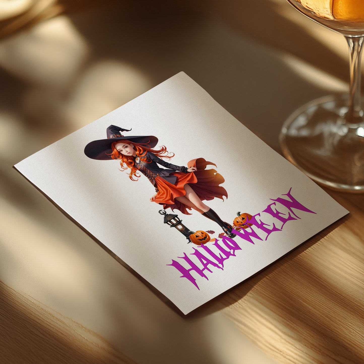 Unique Halloween napkins featuring a witch and jack o lantern design, ideal for spooky celebrations.