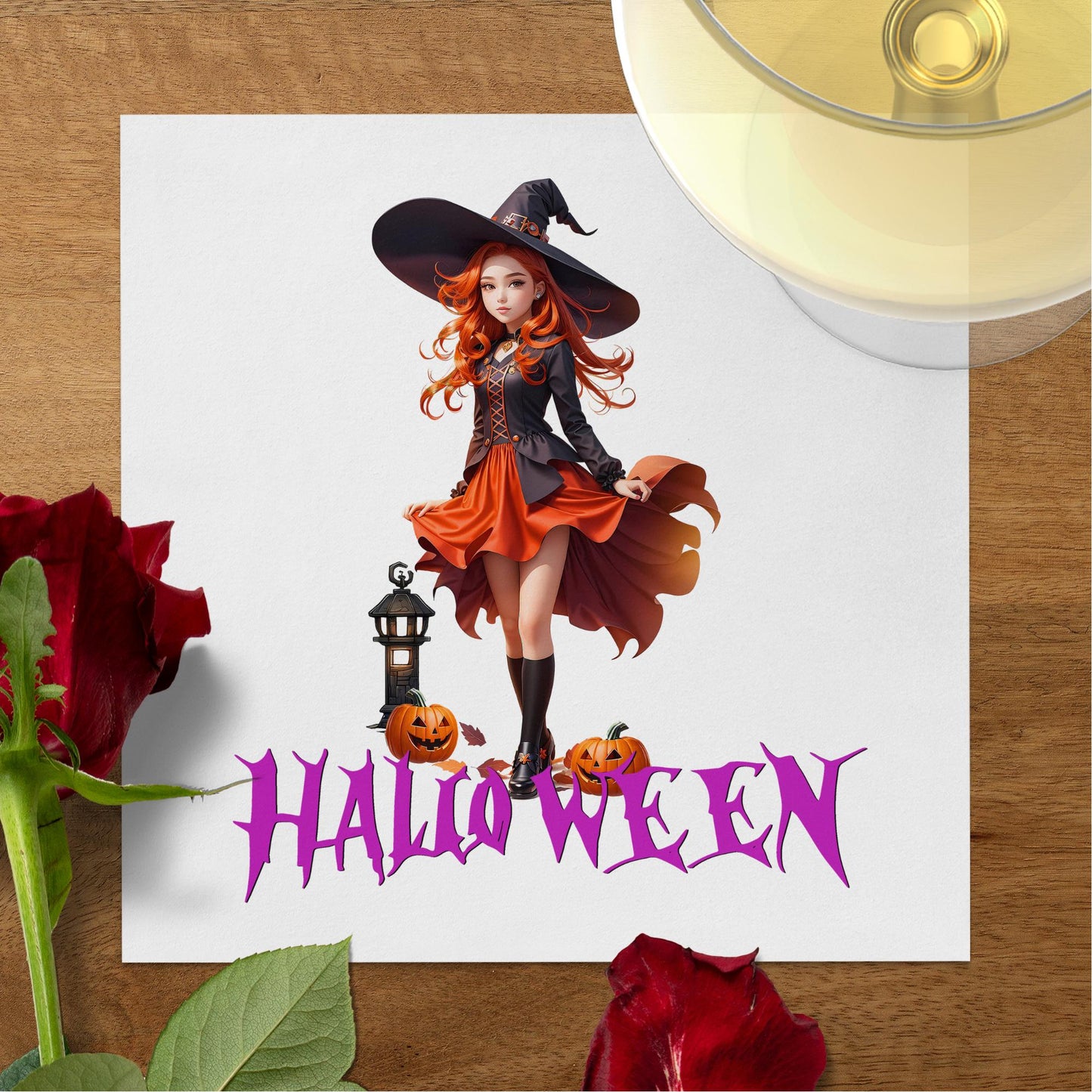 Add some magical flair with these Halloween witch and jack o lantern napkins, great for spooky events.