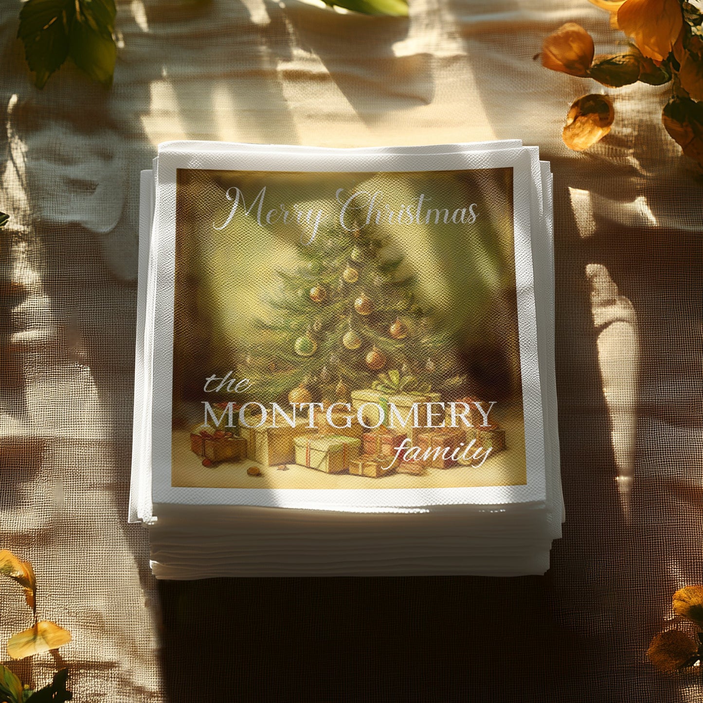 Merry Christmas Tree Custom Napkins Image 4