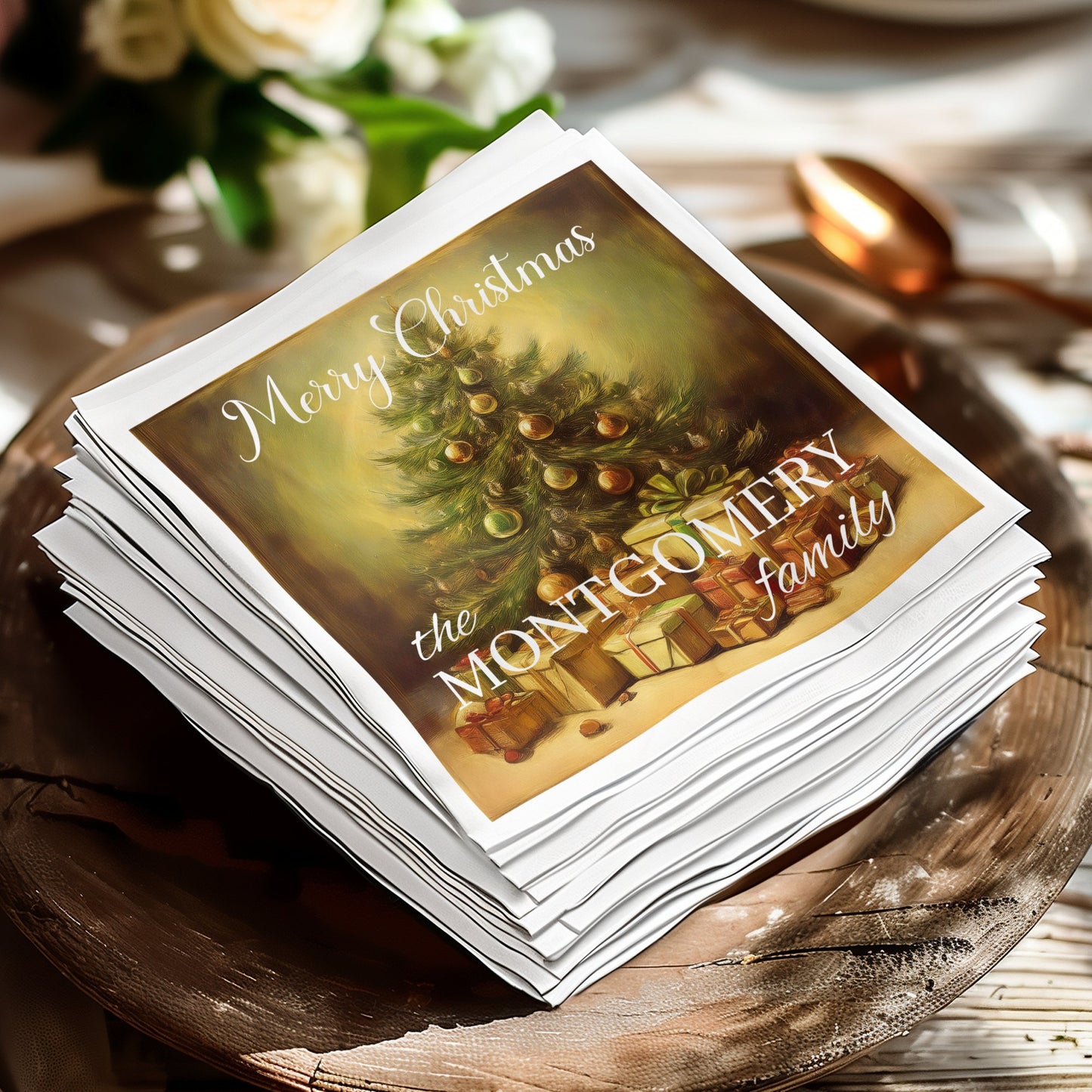 Merry Christmas Tree Custom Napkins Image 6