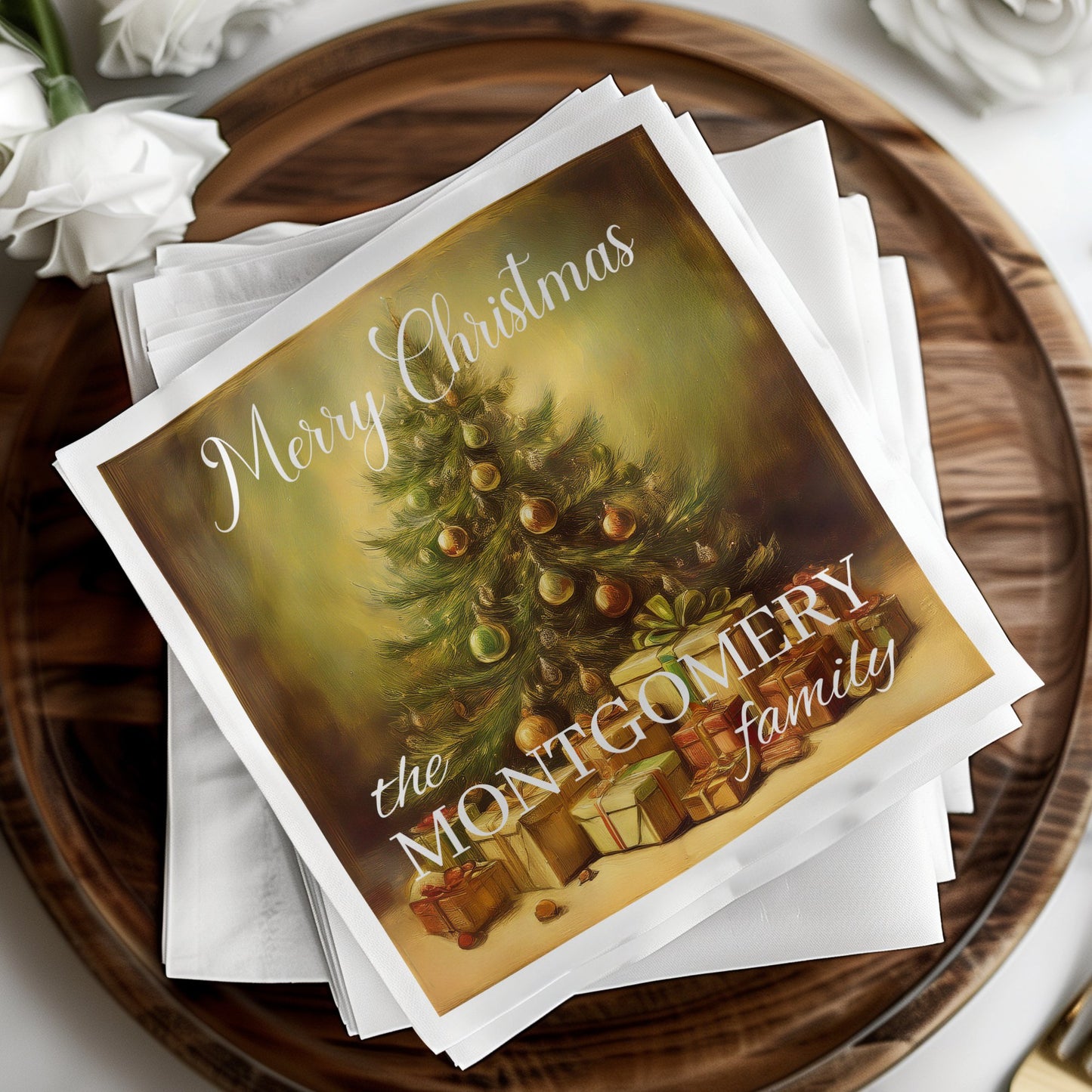 Merry Christmas Tree Custom Napkins Image 7