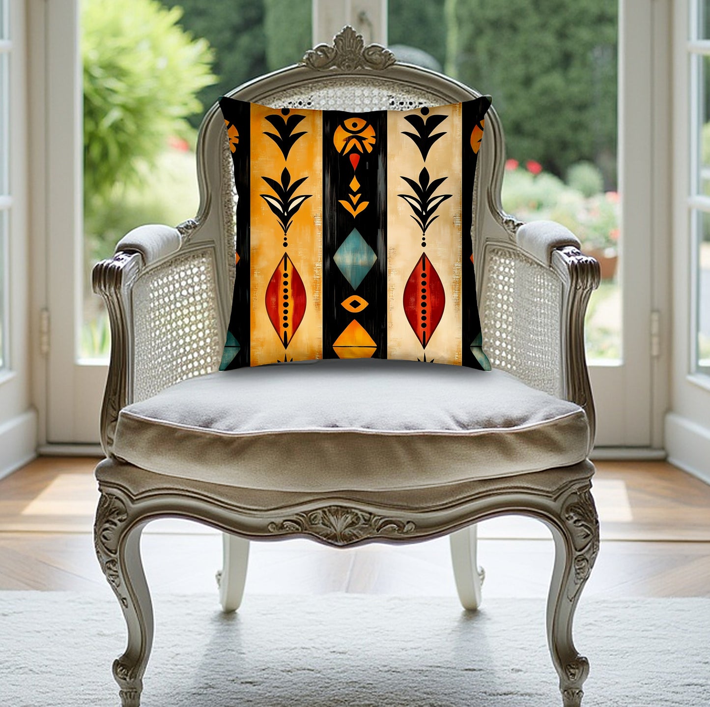 Mystic Nomad pillow crafted with poly-poplin fabric and filled with a soft insert for ultimate comfort.