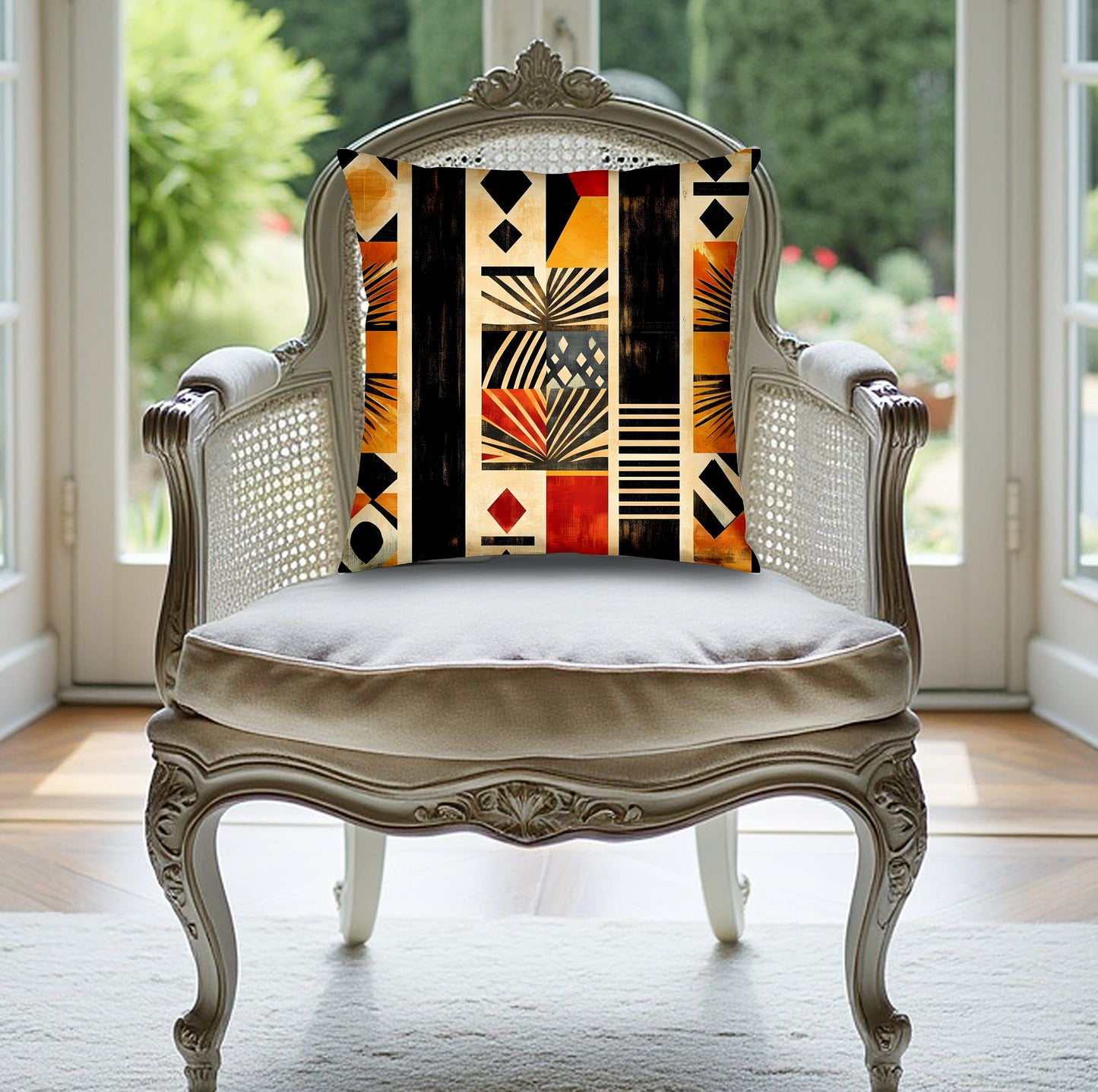 Add unique flair to your lounge with Mystic Nomad Edition 5 throw pillow featuring colourful, bold design.