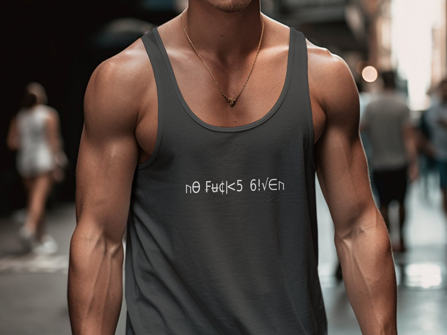 No Fcks Given Tank Top in black, cotton unisex cut with trendy sleeveless design and relaxed scoop neckline.