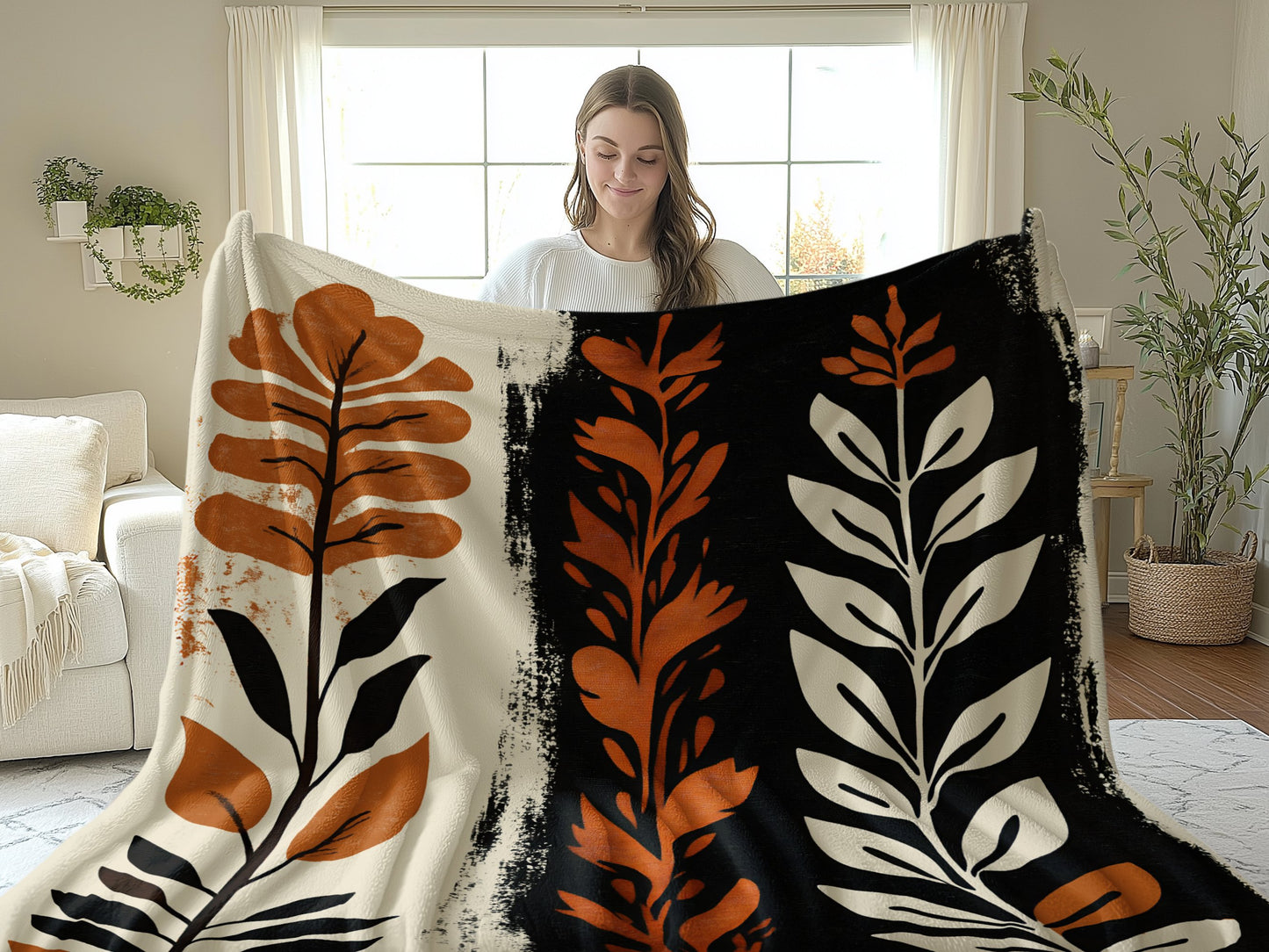 Cozy Nomadic Essence Arctic Fleece Blanket in a larger size, demonstrating its soft touch and cozy warmth for cool nights.