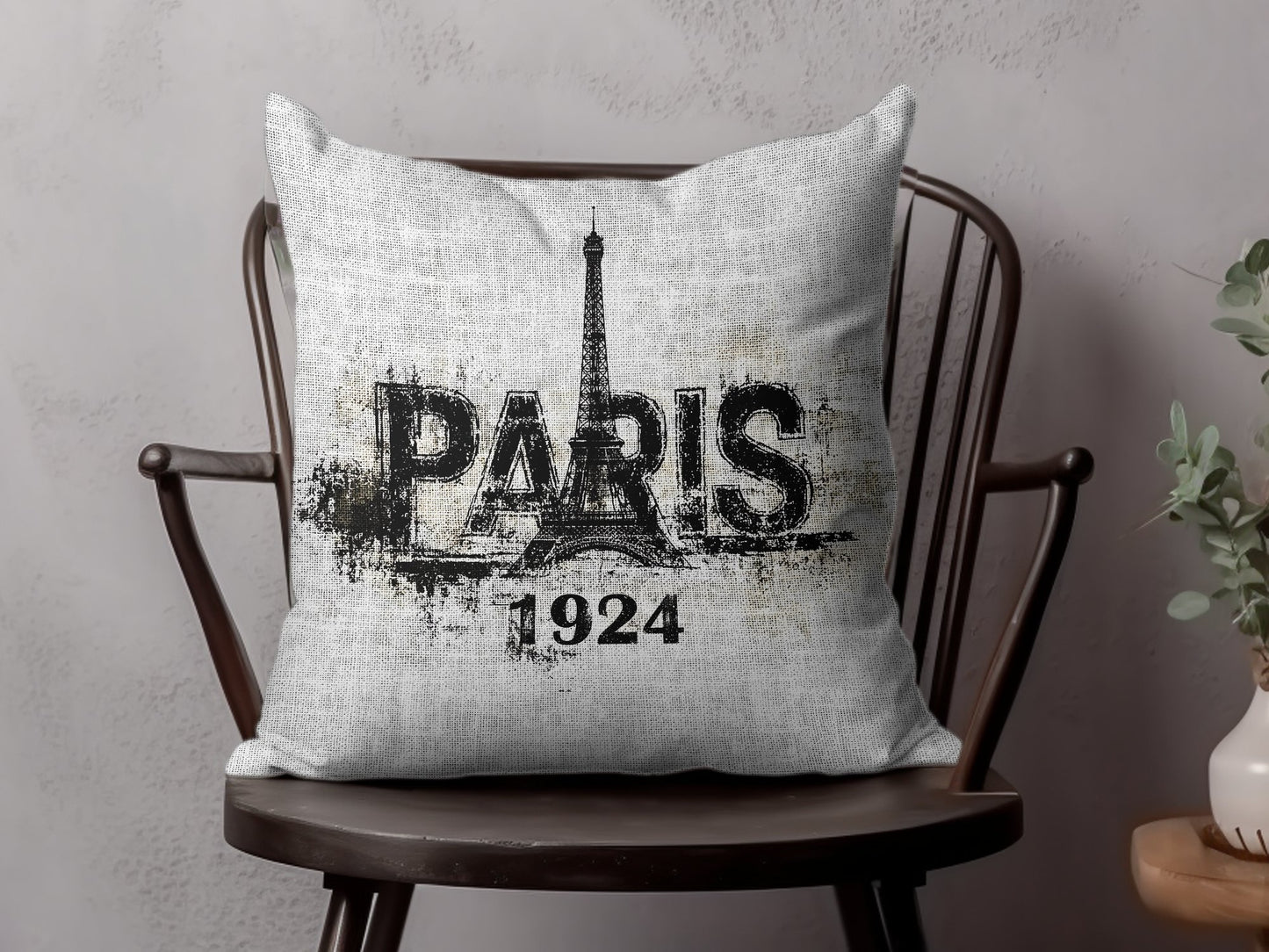 Elevate your home with a Paris 1924 Eiffel Tower throw pillow, crafted with poly-poplin fabric and hidden zipper.